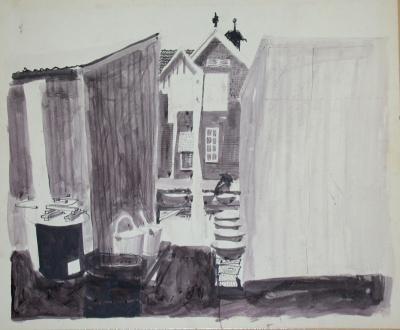 <p>(House View with Buckets of Paint)</p>
