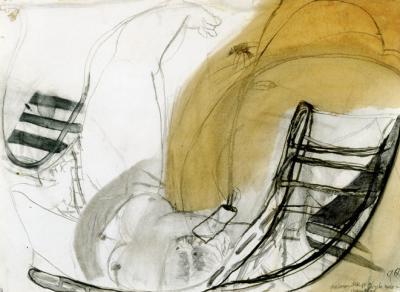 <p><em>Preliminary Sketch for Christie Murder Series (Kathleen Maloney) </em></p>