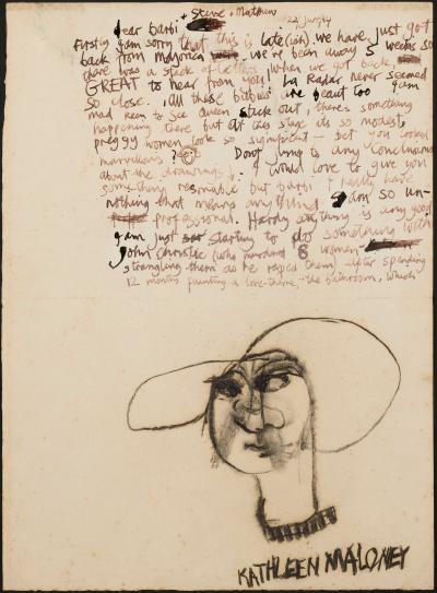 <p><em>Kathleen Maloney</em> [detail of letter to Barbara Mathias]</p>