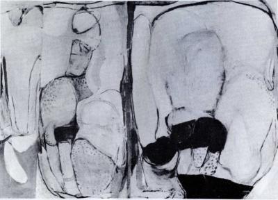 <p><em>Untitled White and Pink Painting</em></p>