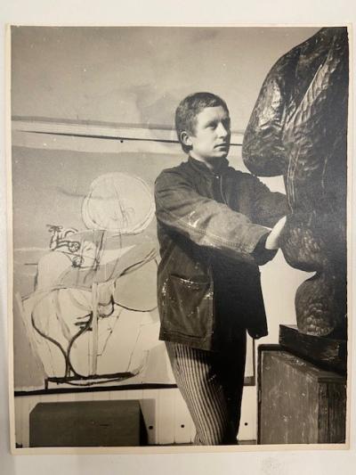 <p><em>Bather and Mirror</em></p><p>(Photographs of the artist in his studio showing <em>Bather and Mirror</em>)</p><p></p>