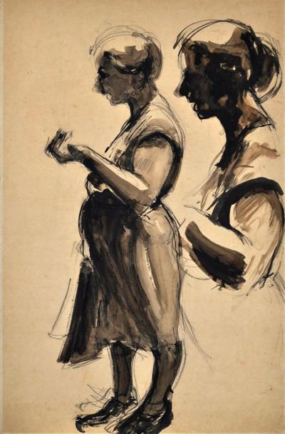 <p><em>Peasant Women</em> <em>Asking</em></p>